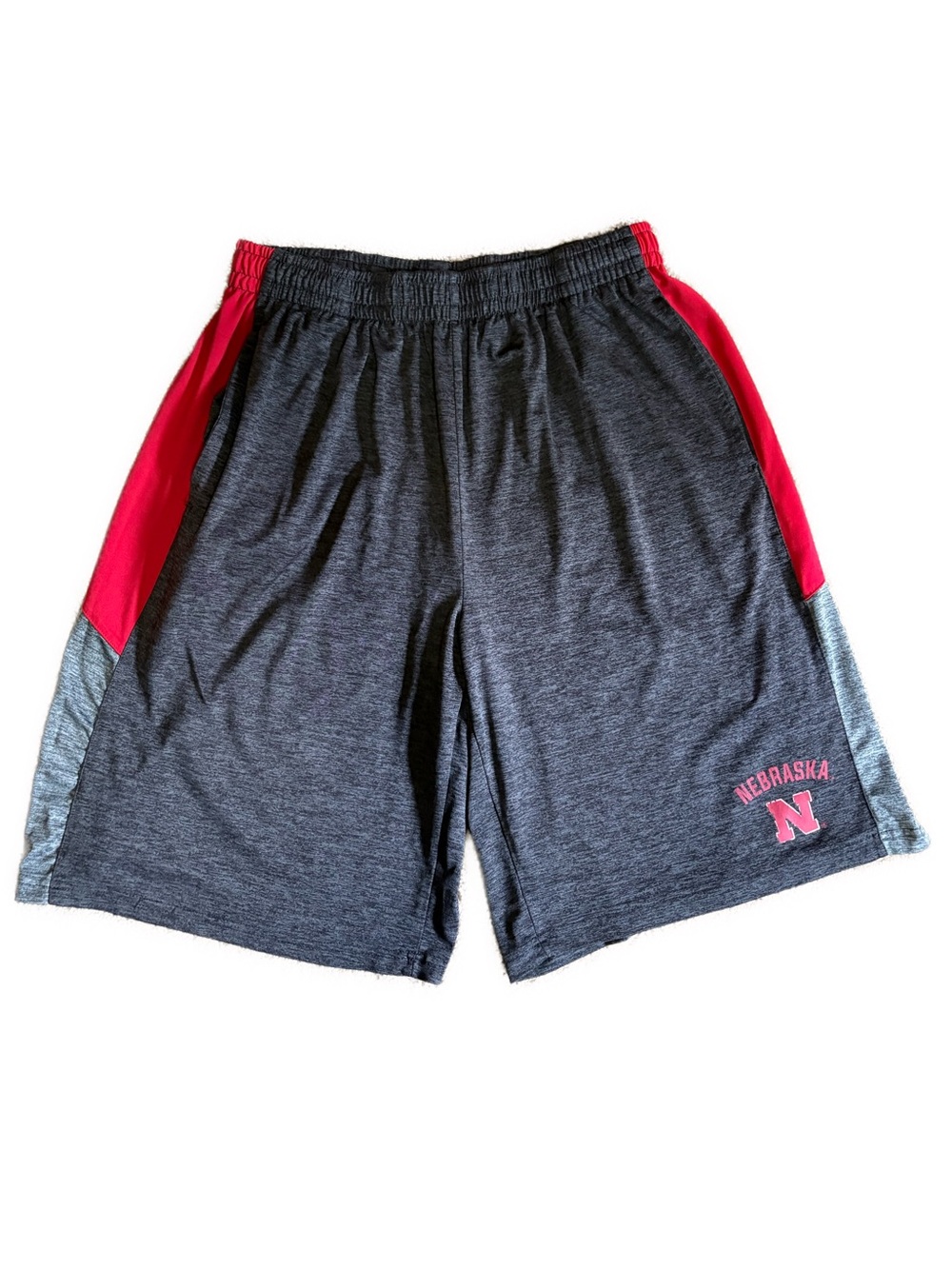 Nebraska Men's XL Athletic Colosseum Shorts - Charcoal Gray with Red Accents